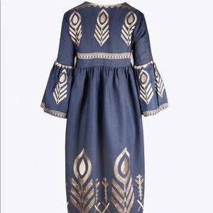 GREEK ARCHAIC KORI Linen Feather Dress Navy M/L